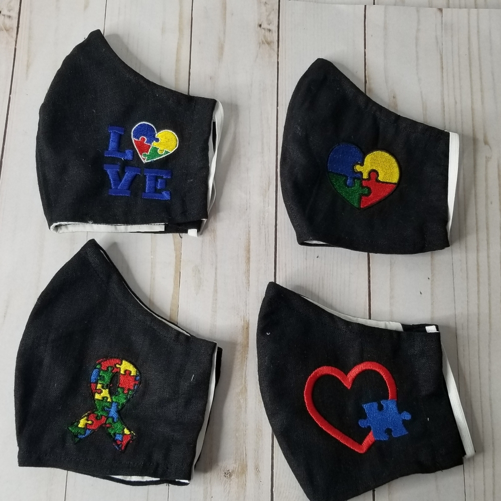 Embroidered Autism Awareness Facemask $15 for each